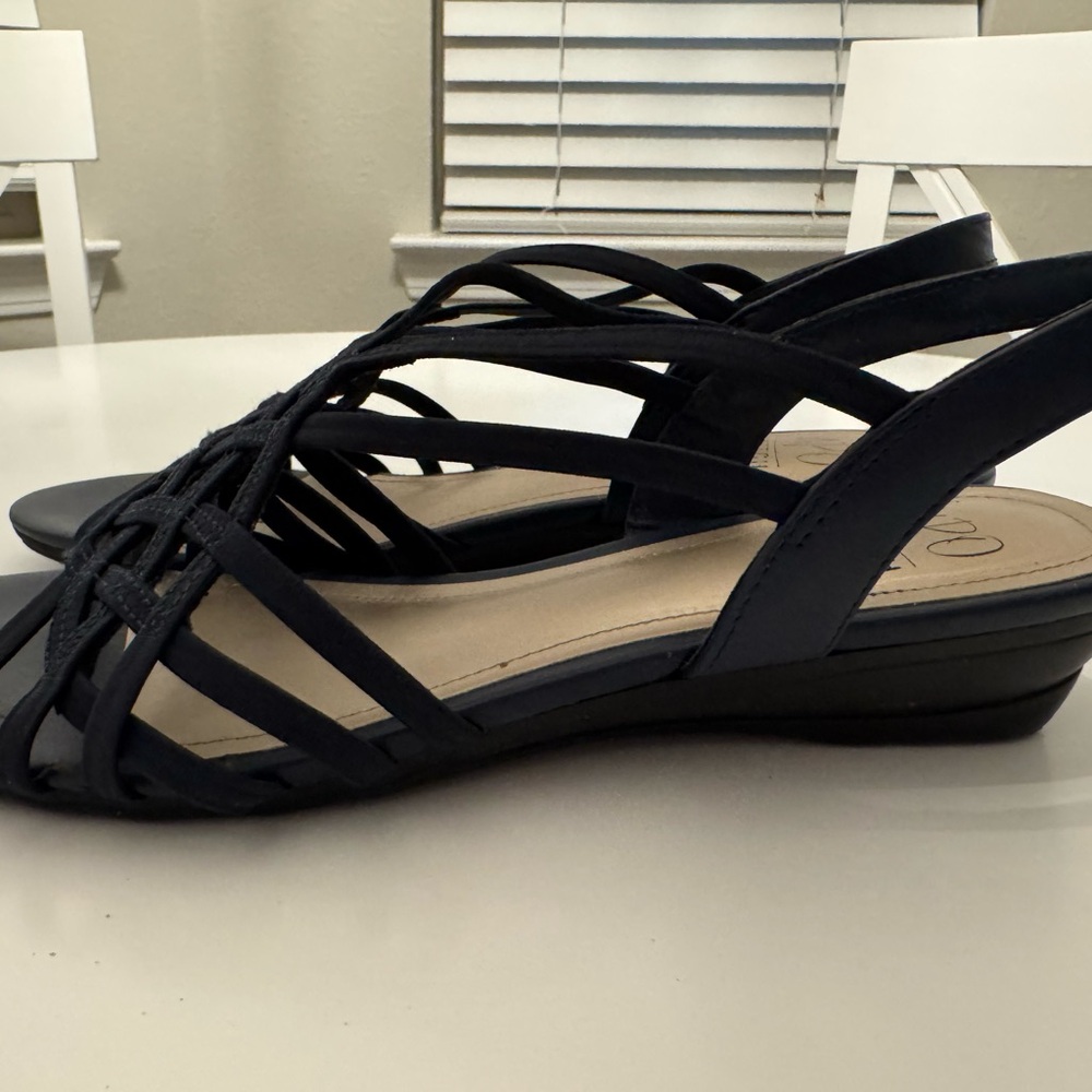 Navy Blue Strappy Sandals - Picture 3 of 8
